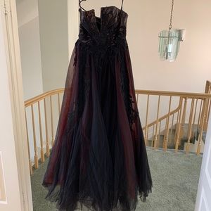 Cheetah black and maroon tulle ballgown